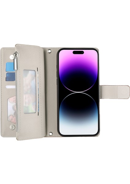 iPhone 14 Pro Fermuarlı Cepli Cüzdan Deri Kapaklı Telefon Kılıfı ve Kayışları (Yurt Dışından) fiyatları