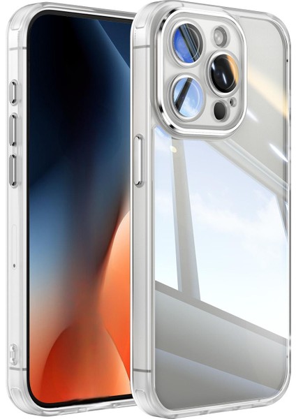 iPhone 15 Pro Darbeye Dayanıklı Tpu + Pc Kılıflı Metal Düğmeli Şeffaf Telefon Kılıfı (Yurt Dışından)