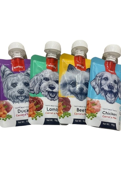 Tasty Meat Paste Taze Sıvı Köpek Ödül Maması Köpek Sıvı Ödül Karma Paket 4X90GR fiyatları