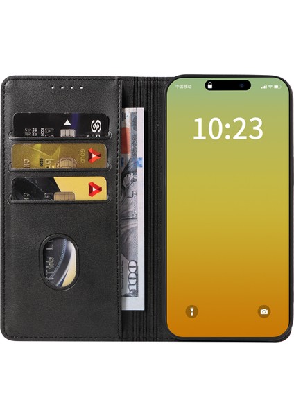iPhone 15 Pro Cüzdan Manyetik Kapatma Dana Dokulu Deri Telefon Kılıfı (Yurt Dışından) fiyatları