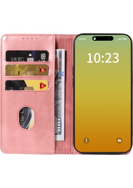 iPhone 15 Pro Cüzdan Manyetik Kapatma Dana Dokulu Deri Telefon Kılıfı (Yurt Dışından) fiyatları