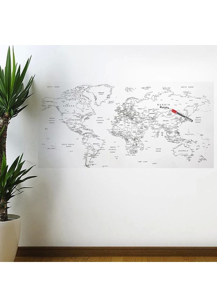 Yazılabilir Dünya Haritası Manyetik Duvar Stickerı 110 x 56 cm (5047) fiyatları
