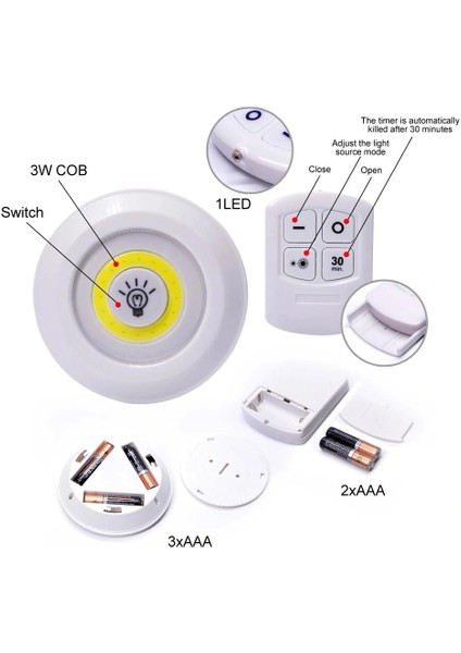 Uzaktan Kumandalı Yapışkanlı Kablosuz Pilli LED 3’lü (5047) modelleri