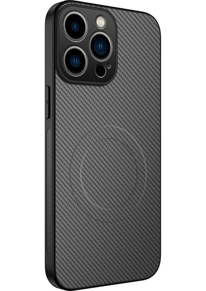 iPhone 15 Pro Max Karbon Fiber Dokulu Pc Tpu Telefon Kılıfı Magsafe ile Uyumlu (Yurt Dışından)