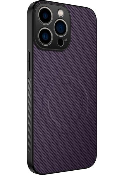 iPhone 15 Pro Max Karbon Fiber Dokulu Pc Tpu Telefon Kılıfı Magsafe ile Uyumlu (Yurt Dışından)