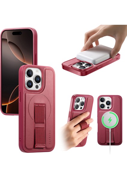 iPhone 15 Pro Manyetik Kılıf Bileklik Pu Deri + Pc Darbeye Dayanıklı Telefon Kılıfı (Yurt Dışından)