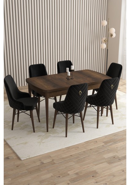 Loft Barok Desen 80X132 Açılabilir Mdf Masa Yemek Odası Takımı, Mutfak Takımı 6 Sandalye fiyatları