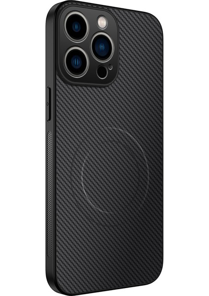 iPhone 15 Pro Max Karbon Fiber Dokulu Pc Tpu Telefon Kılıfı Magsafe ile Uyumlu (Yurt Dışından)