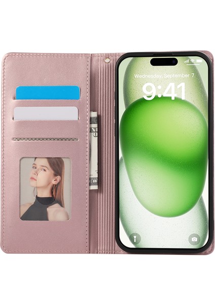 iPhone 15 Pro Max Rfıd Engelleme Cüzdan Standı Eşkenar Dörtgen Deri Telefon Kılıfı ve Bilek Kayışı (Yurt Dışından) fiyatları