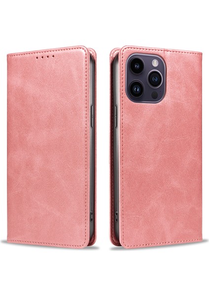 iPhone 15 Pro Max Cüzdan Manyetik Kapatma Dana Dokulu Deri Telefon Kılıfı (Yurt Dışından)