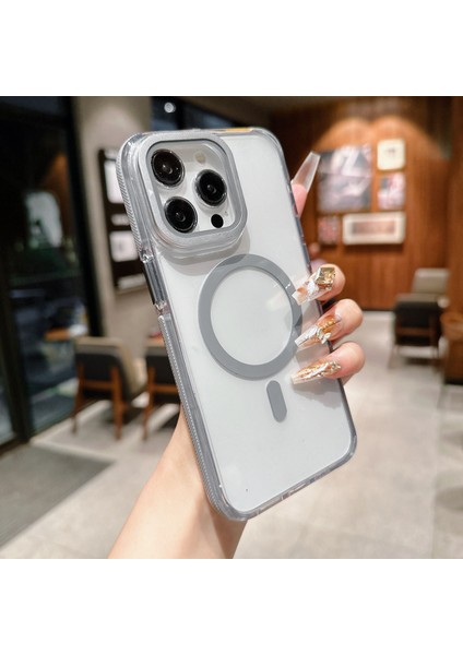 iPhone 15 Pro Max Manyetik Kılıf Tpu Akrilik Şeffaf Telefon Arka Kapağı Lens Koruyucu Ayaklı (Yurt Dışından) fiyatları