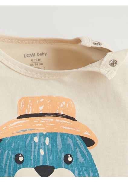 Lcw Baby Ekru Sevimli Baskılı Erkek Bebek Tişört ve Kısa Tayt 2'li fırsatları