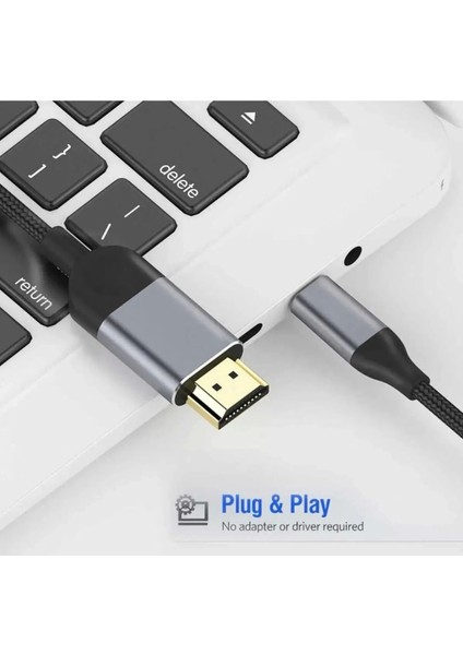 3 Metre 8 Gbps Hız 4k/30 Hz Type C To Hdmı Çevirici Dönüştürücü Tv Telefon Pc Hasır Bağlantı Kablosu fiyatları