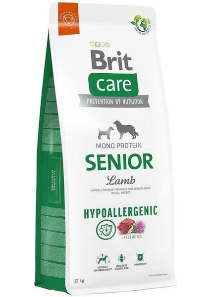 Hypo-Allergenic Tüm Irklar Için Kuzulu ve Pirinçli Yaşlı Köpek Maması 12KG