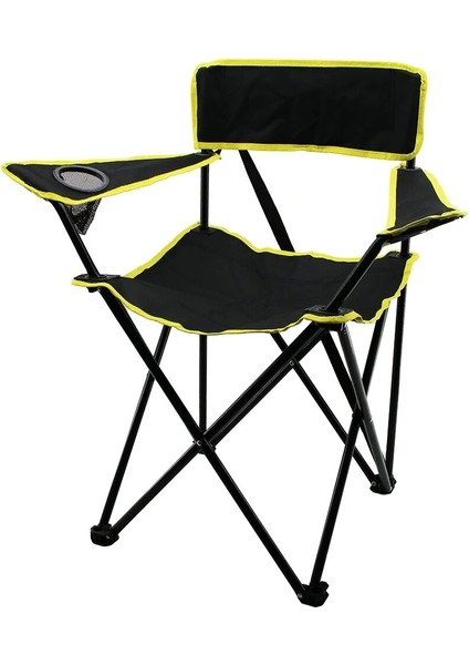 Siyah Sarı Teleskop Katlamalı Kamp Sandalyesi (5047)