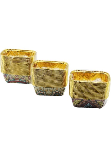 20 Pcs Gold - Folyoludikdörtgen - Kalın Muffin Kağıt Kek Kapsülü (5047)