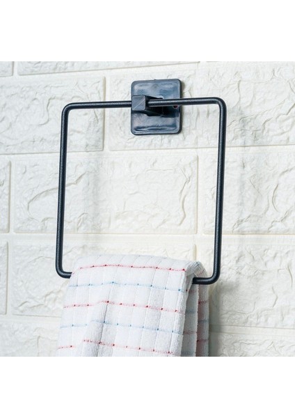 Kendiliğinden Yapışkanlı Siyah Paslanmaz Metal Kare Havluluk (5047)