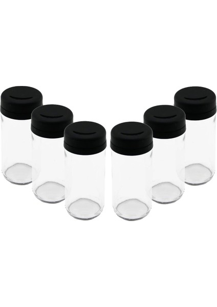 6 Pcs Cam - 225ML Baharatlık - Tuzluk Plastik Kapak (5047)