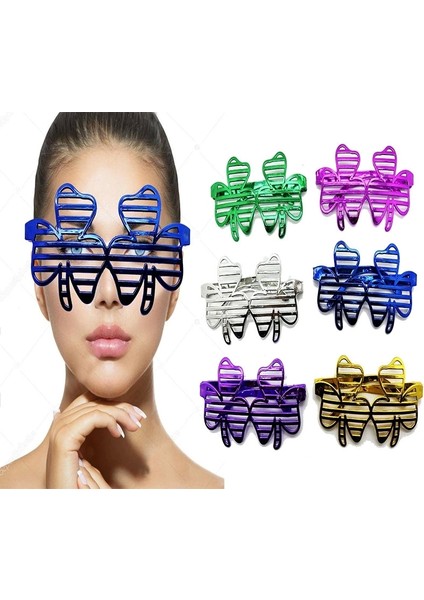 Metalize Ekstra Parlak Yaprak Panjur Parti Gözlüğü 6 Renk 6 Adet (5047)