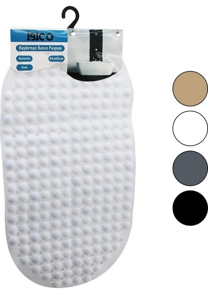 Oval - Plastik Kabartma Top Desenli - Renkli 63PCS Vantuzlu Kaydırmaz Banyo - Küvet Paspası 34X65CM (5047)