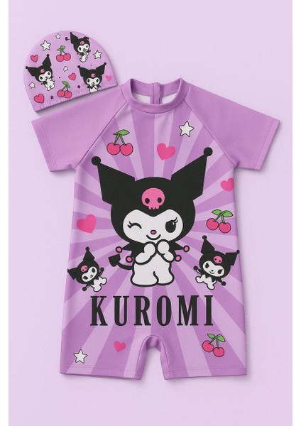 Kız Çocuk Karakter Desenli Uw Korumalı Tulum Mayo Gizli Fermuarlı Boneli 2 Parça