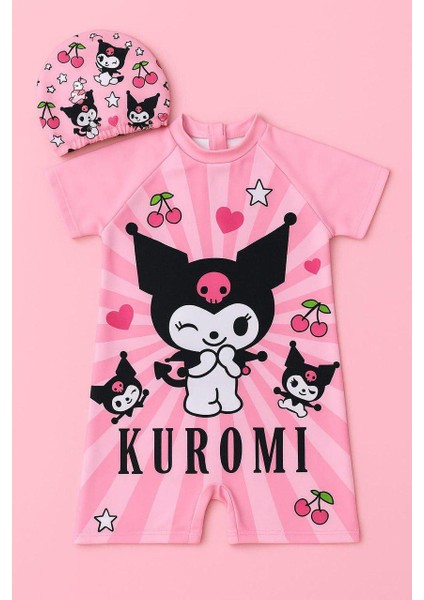 Kız Çocuk Karakter Desenli Uw Korumalı Tulum Mayo Gizli Fermuarlı Boneli 2 Parça