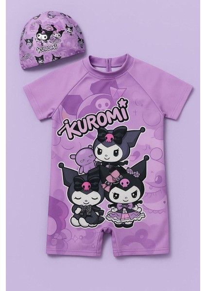 Kız Çocuk Karakter Desenli Uw Korumalı Tulum Mayo Gizli Fermuarlı Boneli 2 Parça