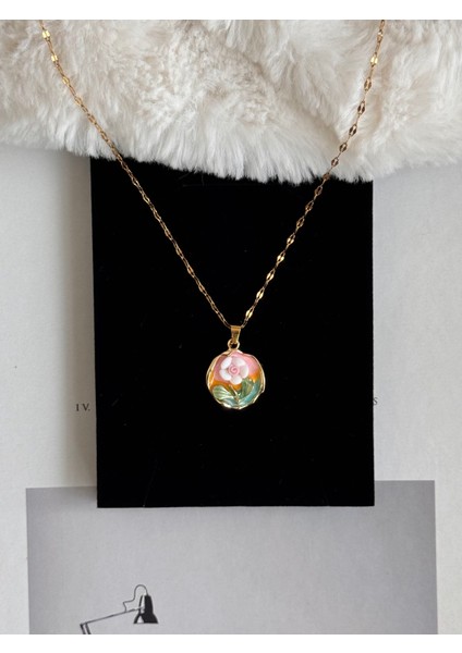 Pembe Beyaz Çiçek Luxury Çelik Kolye fiyatları