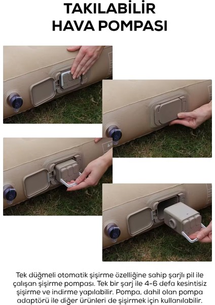 Şarjlı Otomatik Pompalı Çift Kişilik Şişme Yatak Su Geçirmez Kamp ve Misafir Yatağı fiyatları