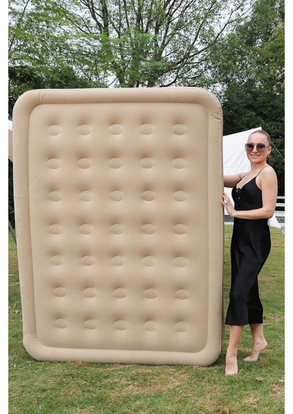 Şarjlı Otomatik Pompalı Çift Kişilik Şişme Yatak Su Geçirmez Kamp ve Misafir Yatağı indirimleri