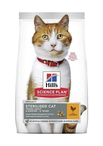 Science Plan Tavuklu Kısırlaştırılmış Yetişkin Kedi Maması 1,5 kg (Young Adult Sterilised Cat With Chicken)