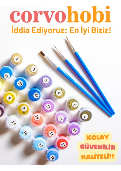 Sayılarla Boyama Seti Numaralı Tuval Fırça Boya Dahil Kasnaklı Set 50X70 cm - Japon Kedi indirimleri