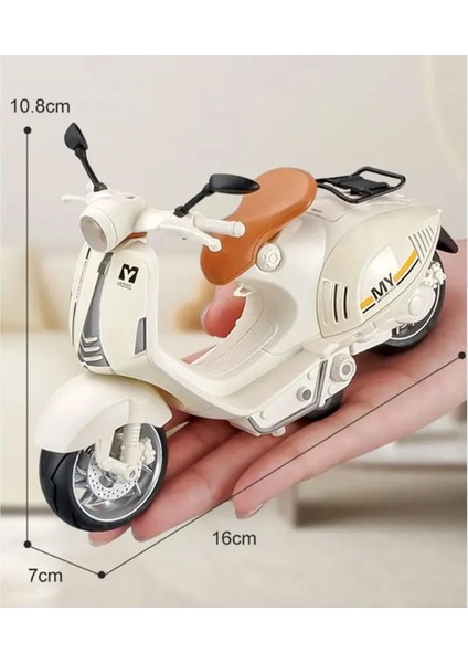 Vespa Motosiklet Çek Bırak Die-Cast Vp | Sesli ve Işıklı 1:10 Ölçek