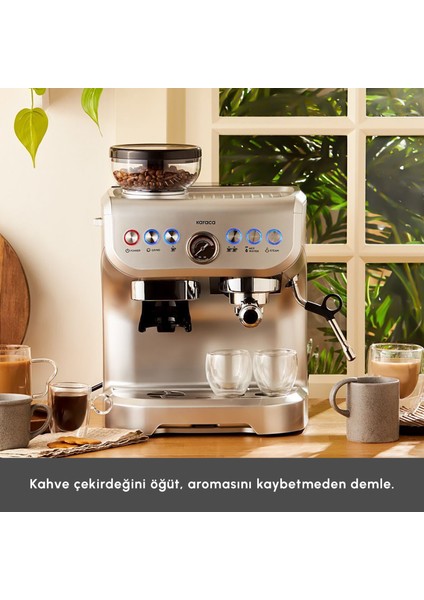 Coffee Art Barista Kahve Öğütücülü, Süt Köpürtücülü, 15 Bar Basınçlı Espresso, Latte, Cappuccino, Americano Makinesi 2 Lt modelleri
