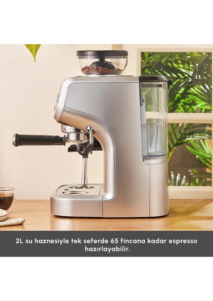 Coffee Art Barista Kahve Öğütücülü, Süt Köpürtücülü, 15 Bar Basınçlı Espresso, Latte, Cappuccino, Americano Makinesi 2 Lt