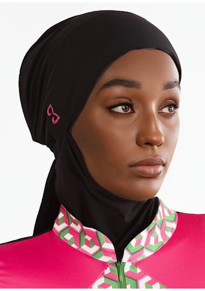 Pembe Logo Nakışlı Deniz Tesettür Bone