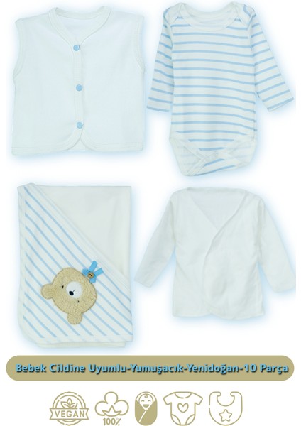 Erkek Bebek Yeni Doğan Seti 10 Lu Hastane Çıkışı 0-3 Aylık %100 Doğal Pamuk OPEB25BBLMOD30 fiyatları