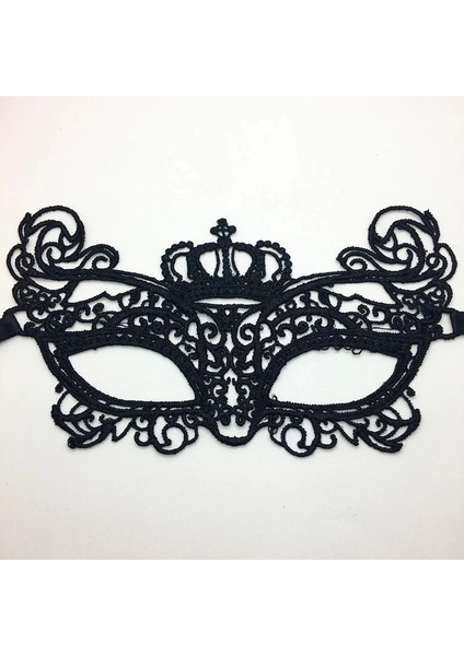 Siyah Renk Dantel Işlemeli Örgülü Parti Maskesi Model 6 (5047) fiyatları