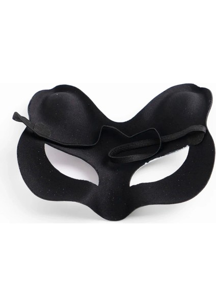 Siyah Renk Süet Kaplama Üzeri Kırmızı Sarı Simli Kedi Maskesi 17X14 cm (5047) modelleri