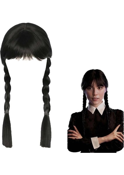 Wednesday Siyah Örgülü Peruk (5047)