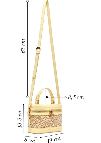 Kadın Sarı Uzun Askılı Desenli Mini Kutu Çapraz Çanta 25SBD262014 fiyatları