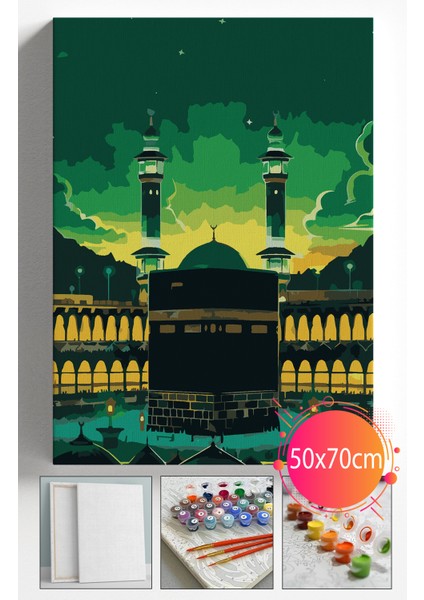 Sayılarla Boyama Seti Numaralı Tuval Fırça Boya Dahil Kasnaklı Set 50X70 cm - Kabe