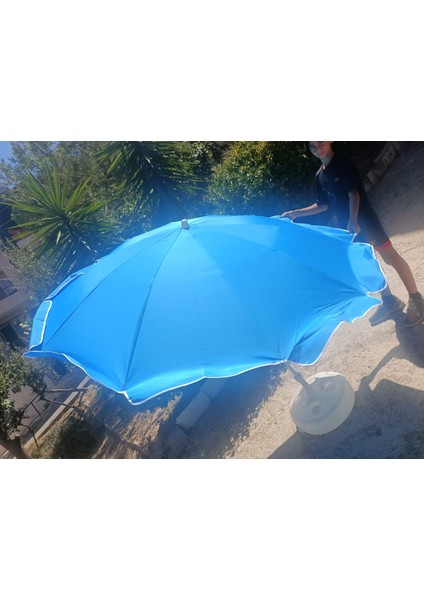 10 Telli Plaj Balkon Bahçe Şemsiyesi Eğilebilir 200 Cm Çap Kalın Kumaş (mavi) modelleri