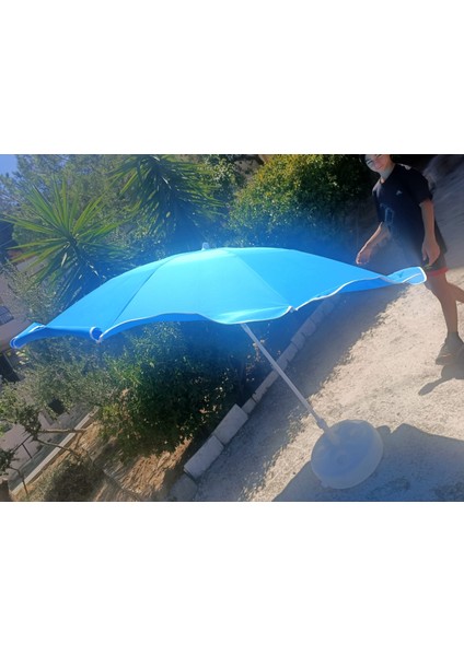 10 Telli Plaj Balkon Bahçe Şemsiyesi Eğilebilir 200 Cm Çap Kalın Kumaş (mavi) fırsatları