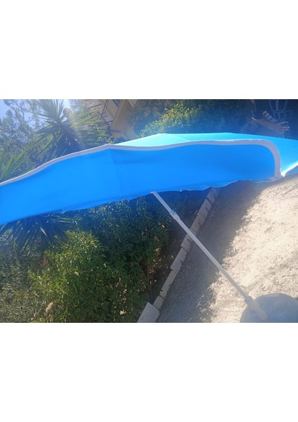 10 Telli Plaj Balkon Bahçe Şemsiyesi Eğilebilir 200 Cm Çap Kalın Kumaş (mavi)