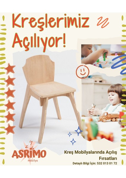 Ahşap Anaokulu ve Kreş Çocuk Sandalyesi