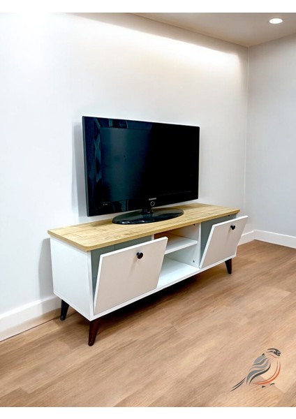 Ünite Modern Ayaklı Tv Ünitesi 125CM 2 Kapaklı Raflı modelleri