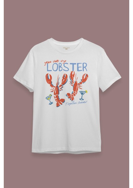 You Are My Lobster Love Friends Aşk Sevgi Istakoz Baskılı Beyaz Tişört Kısa Kollu T-Shirt fiyatları