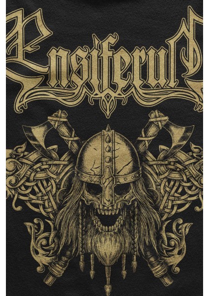Siyah Unisex T-Shirt Ensiferum Metal Music Baskılı Tişört fiyatları