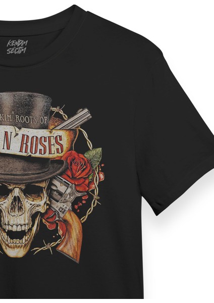 Unisex Siyah Guns N' Roses Baskılı T-Shirt Kısa Kollu Tişört indirimleri